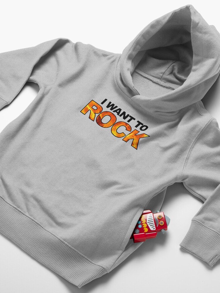 Alternate view of "I want to rock" Toddler Pullover Hoodie