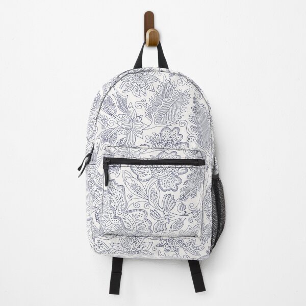 Item preview, Indienne Flower Pattern - Blue/Offwhite designed and sold by JennieCarolina.