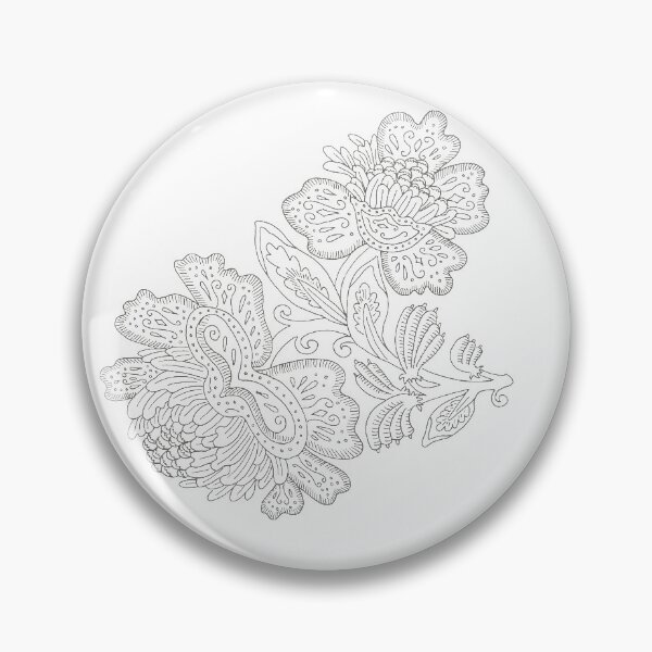 Item preview, Indienne Flower Pattern - Gray/Offwhite designed and sold by JennieCarolina.