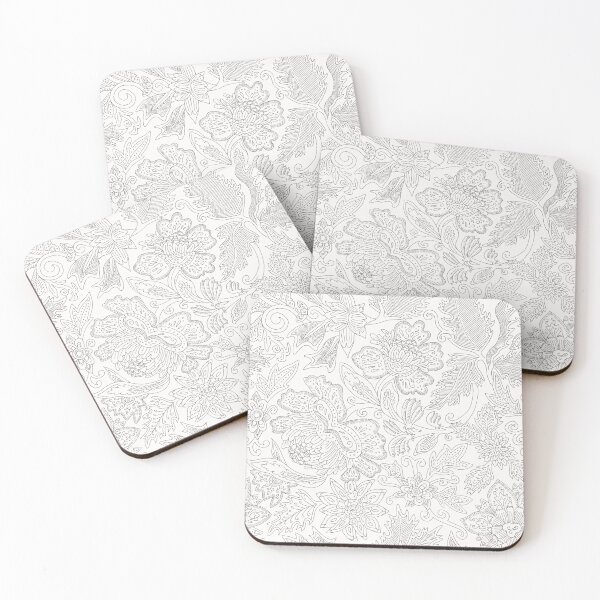 Item preview, Indienne Flower Pattern - Gray/Offwhite designed and sold by JennieCarolina.