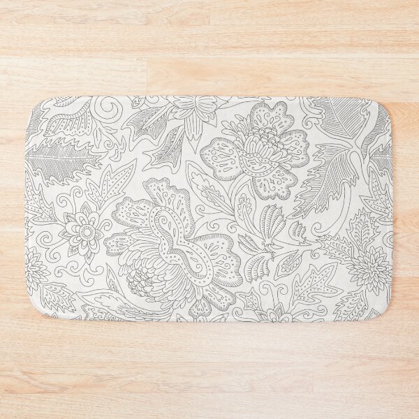 Item preview, Indienne Flower Pattern - Gray/Offwhite designed and sold by JennieCarolina.
