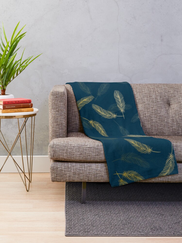 "Gold Falling Faded Feathers" Throw Blanket for Sale by FastDesigns