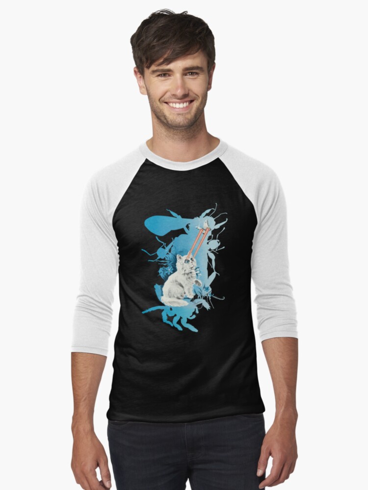 Thumbnail 1 of 3, Baseball ¾ Sleeve T-Shirt, Laser Cat designed and sold by jabwai.