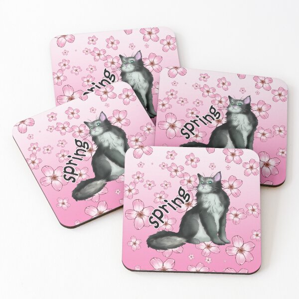 Item preview, Spring black and white maine coon designed and sold by CuisineCat.