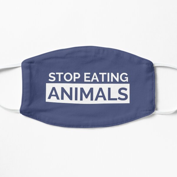 Navy Stop Eating Animals Face Mask Flat Mask