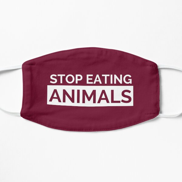 Maroon Stop Eating Animals Vegan Face Mask Flat Mask