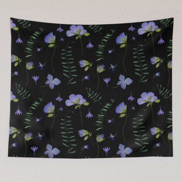 Item preview, Blue Wildflowers at Night designed and sold by Yellow Book Designs.