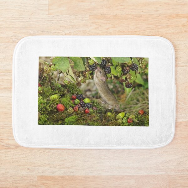 Little mouse nibbling the brambles Bath Mat