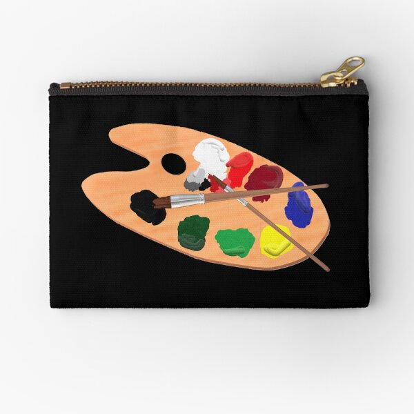 Wooden Artist Palette Black Zipper Pouch