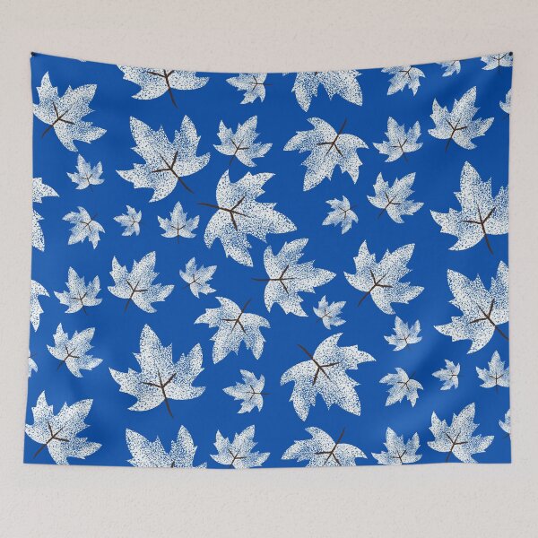 Item preview,  White Autumn Leaves : Dark Blue designed and sold by Rimsha M.