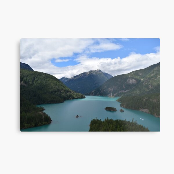 Mountains and Lake Landscape Photograph Metal Print