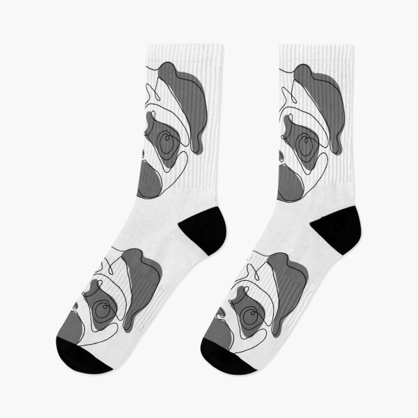 Item preview, Minimalist Outline Puggy Pug With Gray Blocks designed and sold by PercyPug.