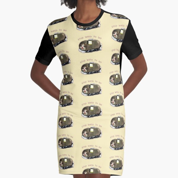 "stop mean to me" Cyring Cat Meme - Baked Potato Edition Graphic T-Shirt Dress