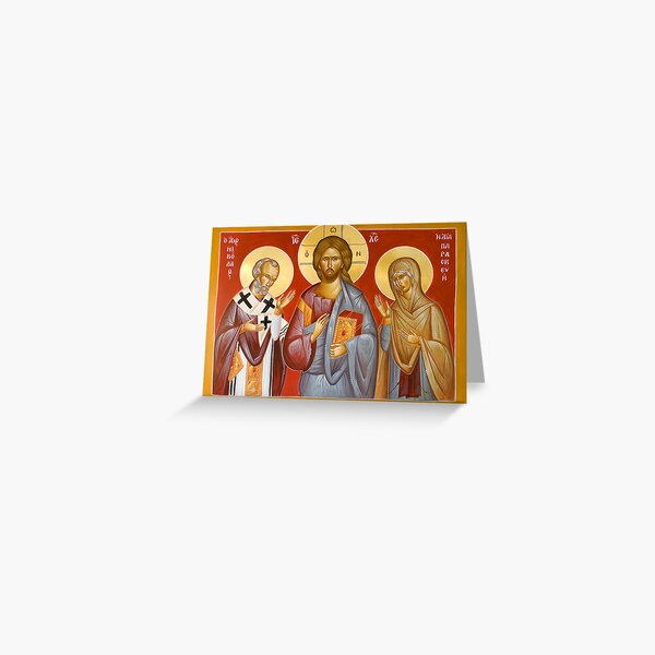 Deisis: Christ, St Nicholas & St Paraskevi Greeting Card