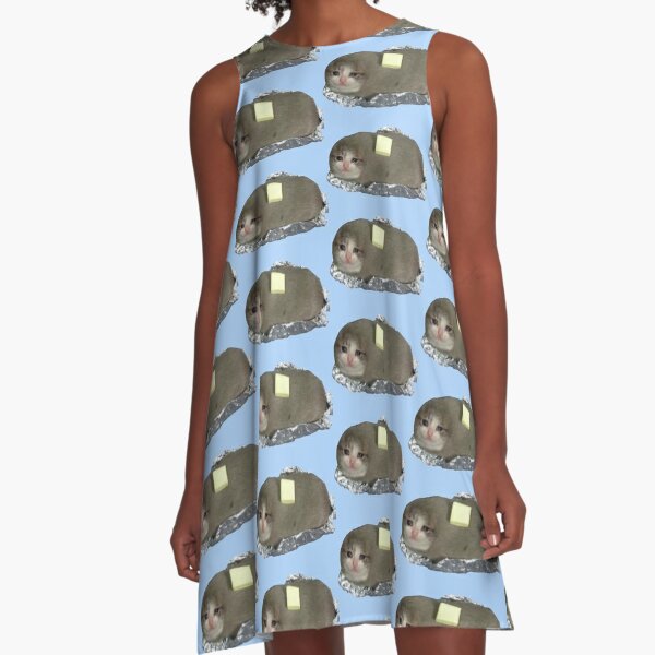 Cyring Cat Meme - Baked Potato Edition A-Line Dress