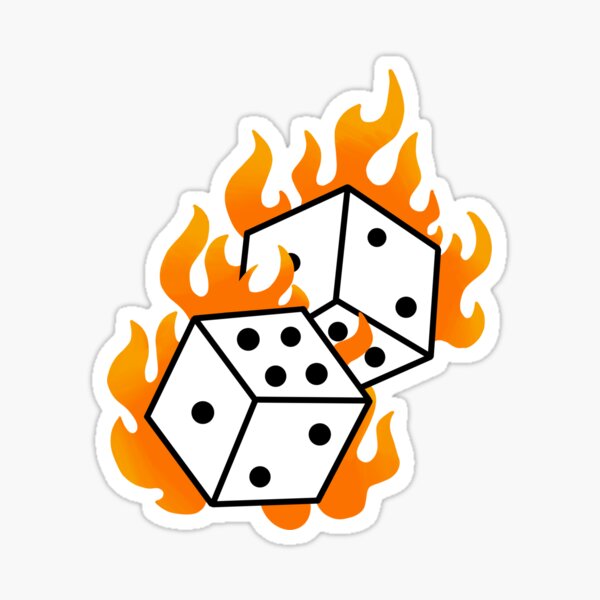 "FLAMING DICE" Sticker by Glossypop | Redbubble