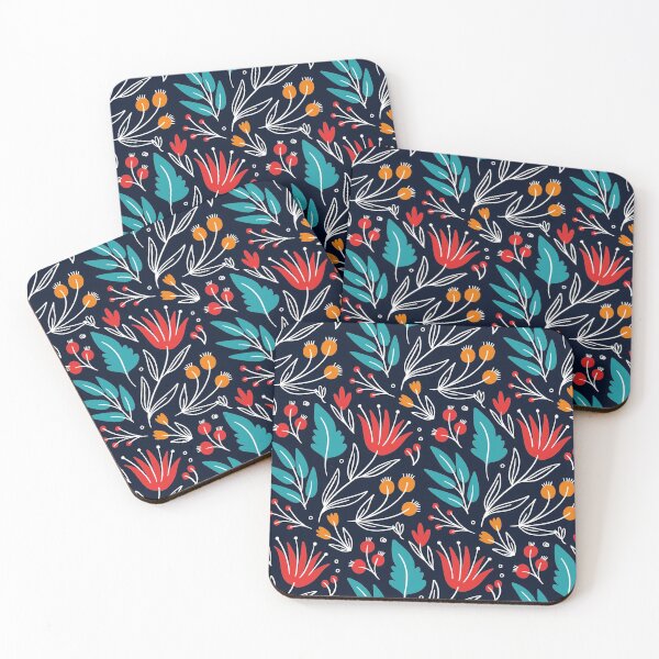 Item preview, Colorful flowers leaves pattern designed and sold by Funny-Vintage.