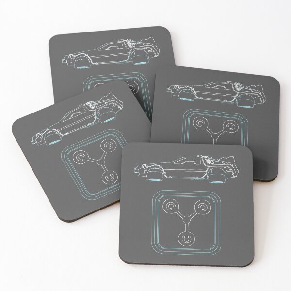 Back to the Future Delorean and Flux Capacitor Coasters (Set of 4)