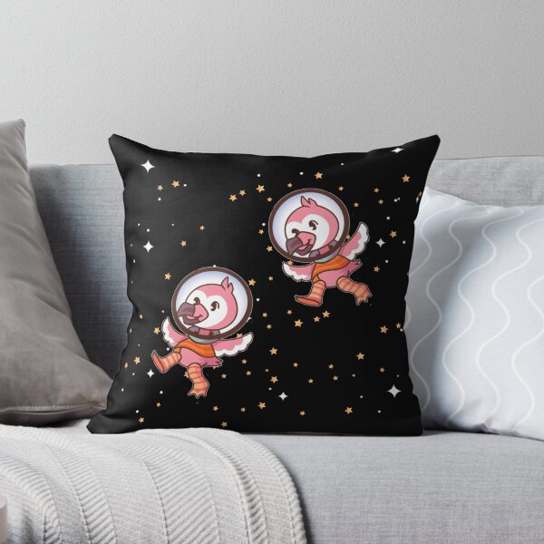 flim flam flamingo youtube in space / pink cartoon flamingos for kids Throw Pillow