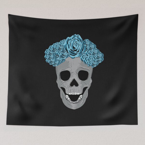 Item preview, Skull with Blue Roses designed and sold by Slydell1.