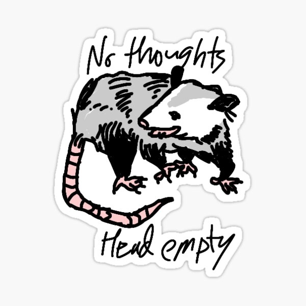 No Thoughts Head Empty Opossum Sticker