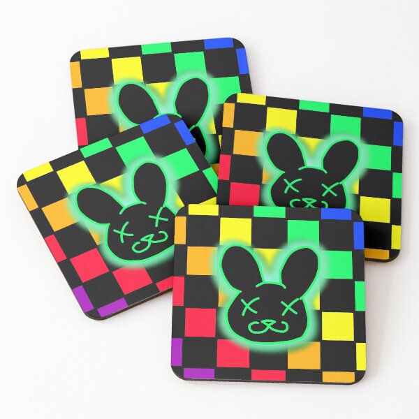 Item preview, SceneCore Neon checkerboard rainbow with neon green bunny designed and sold by Unboltingcat.