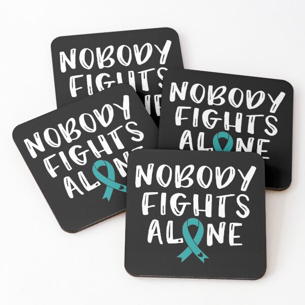 Item preview, Nobody Fights Alone - Ovarian Cancer Awareness Teal Ribbon September designed and sold by NotEnoughSpoons.