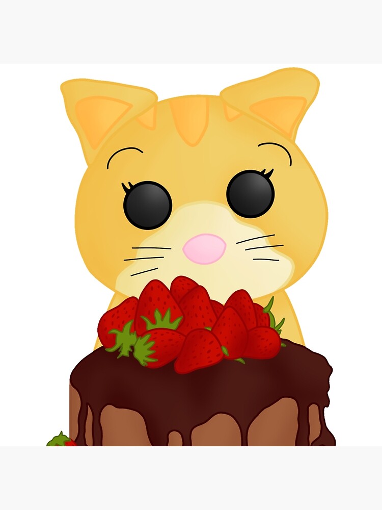 Adopt Me Ginger Cat Eats Chocolate Cake Art Board Print By Lipertu Redbubble - roblox adopt me pets ginger cat