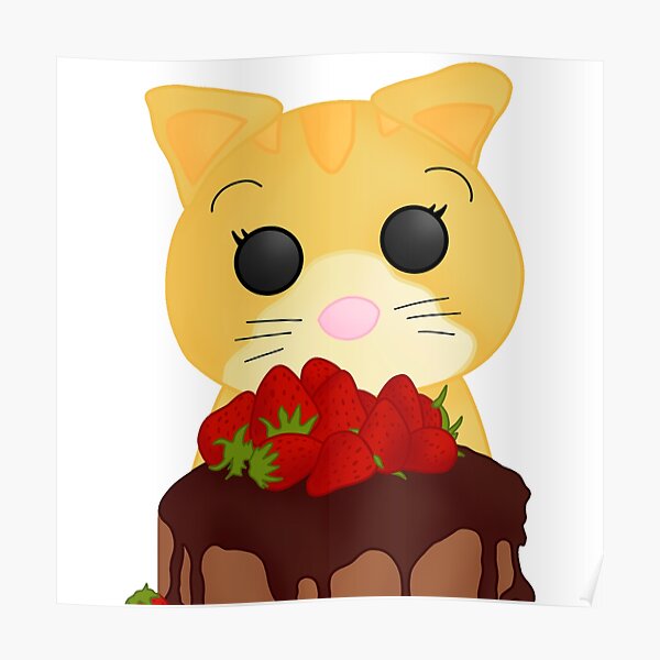 Adopt Me Ginger Cat Eats Chocolate Cake Poster By Lipertu Redbubble - roblox cakes adopt me