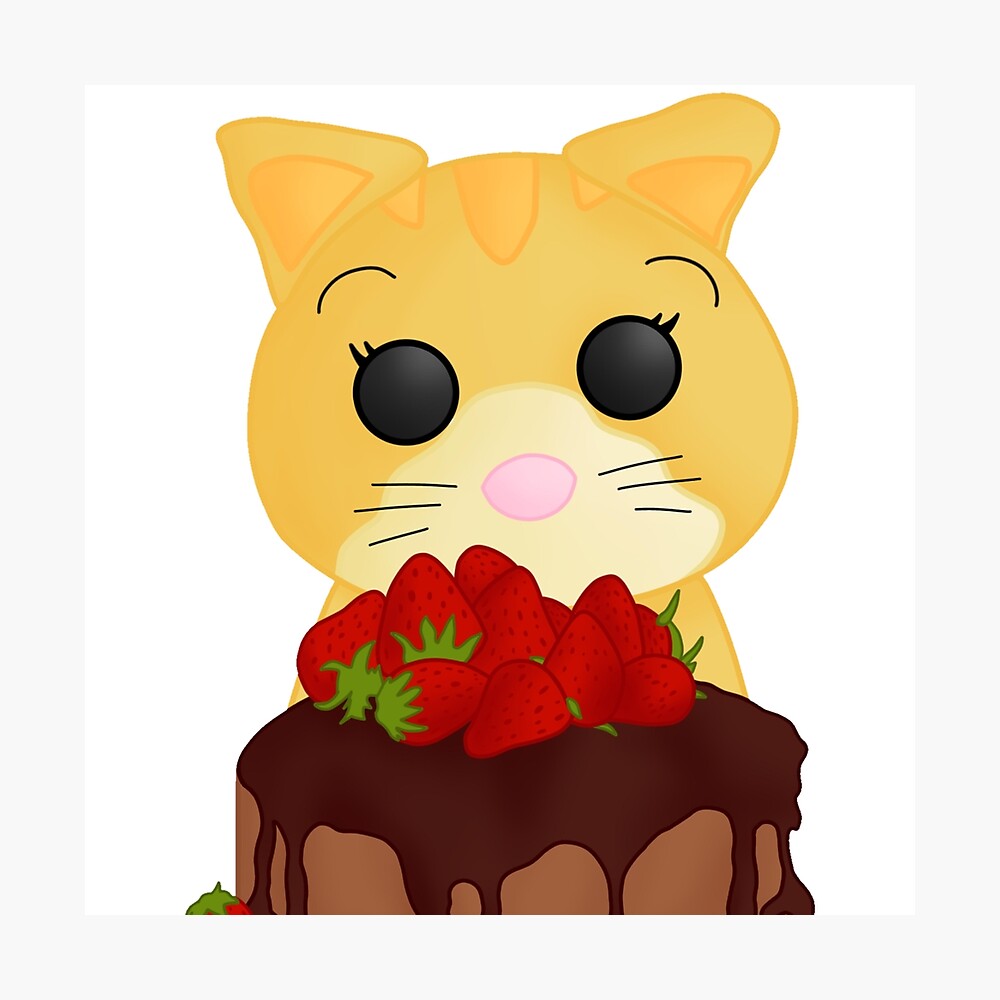 Adopt Me Ginger Cat Eats Chocolate Cake Poster By Lipertu Redbubble - adopt me roblox cat