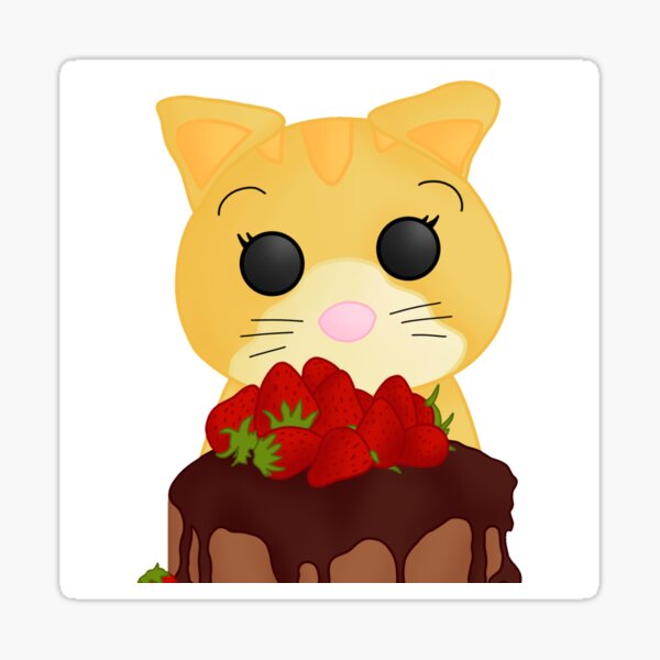 Adopt Me Ginger Cat Eats Chocolate Cake Sticker By Lipertu Redbubble - cake in a bag roblox