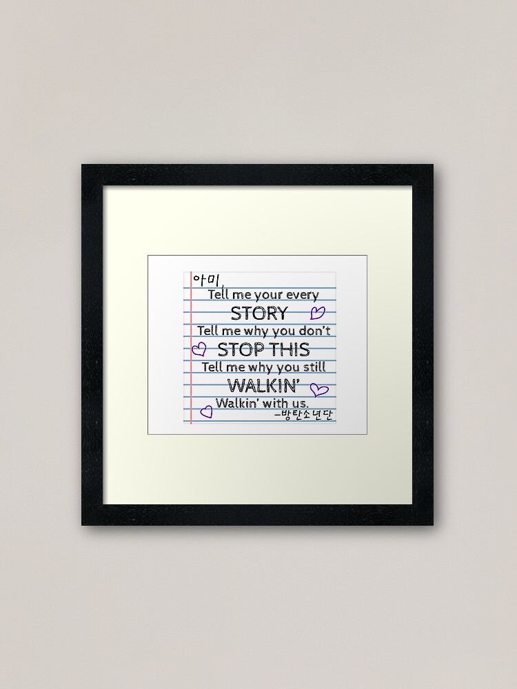 Bts We Are Bulletproof The Eternal Lyrics Framed Art Print By Kinspirations Redbubble