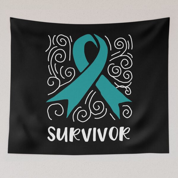 Item preview, Ovarian Cancer Awareness Teal Ribbon Doodle Swirl Survivor September designed and sold by NotEnoughSpoons.
