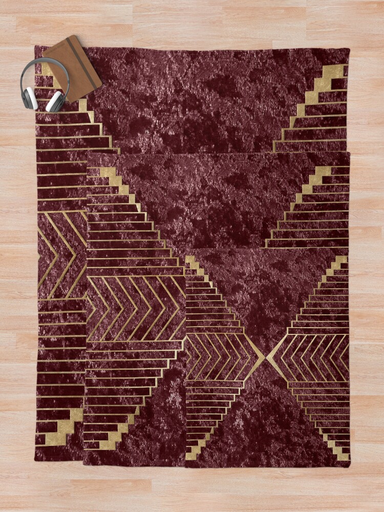 Alternate view of Art Deco Rich Burgundy Velvet Throw Blanket