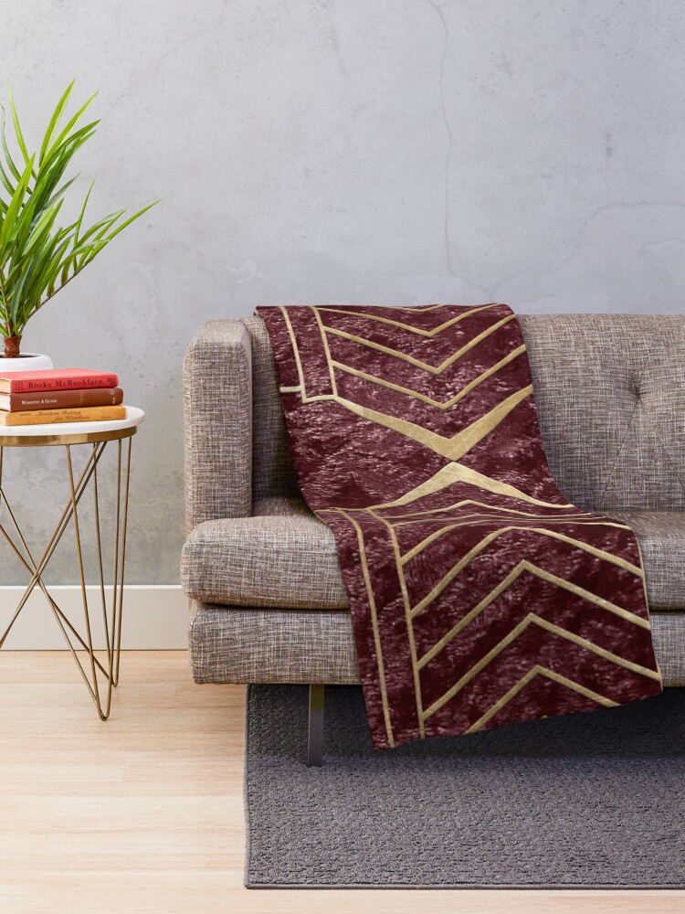 Alternate view of Art Deco Rich Burgundy Velvet Throw Blanket