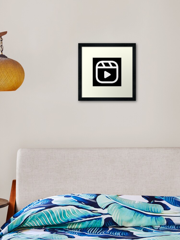 White and Black Instagram Reels Logo Framed Art Print for Sale by