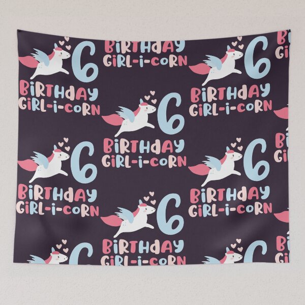 Item preview, Kids Birthday Girl-i-Corn Unicorn Alicorn Lovers Happy 6th Bday design designed and sold by doodabobs.