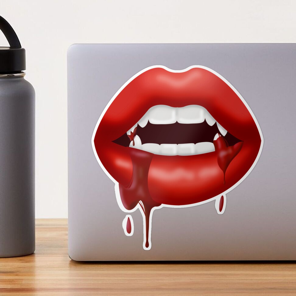 Red Lips and Vampire Fangs Art Board Print for Sale by ArtByBusyBee