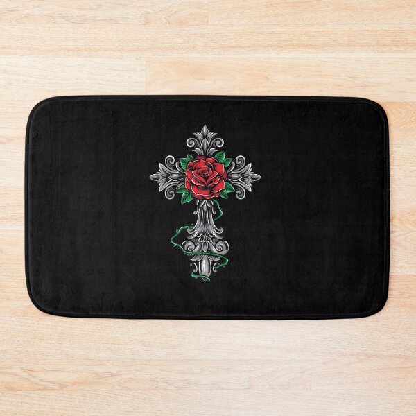 Item preview, Cross with Rose Ornament designed and sold by OutLoudDesigns.
