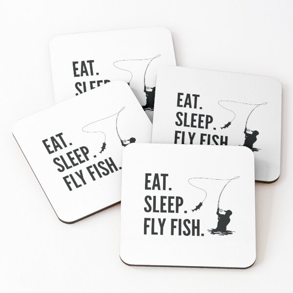 Item preview, Eat Sleep Fly Fish with a Fisherman Silhouette designed and sold by EstelleStar.