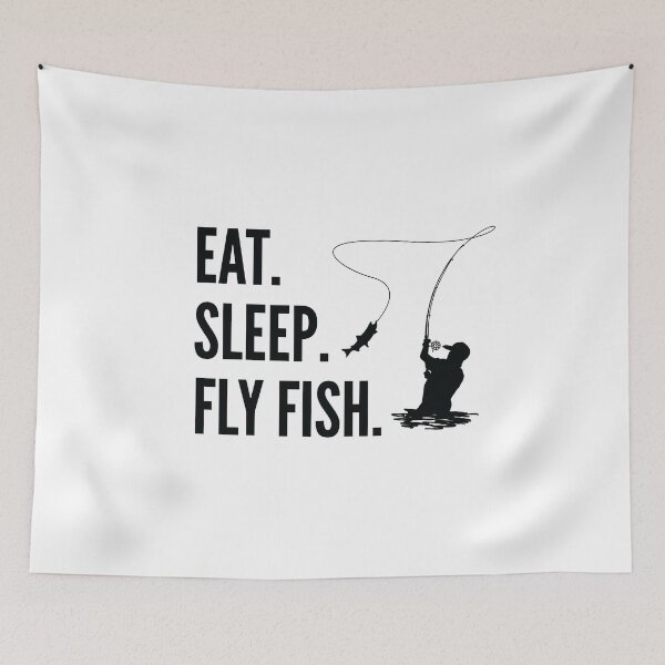 Item preview, Eat Sleep Fly Fish with a Fisherman Silhouette designed and sold by EstelleStar.