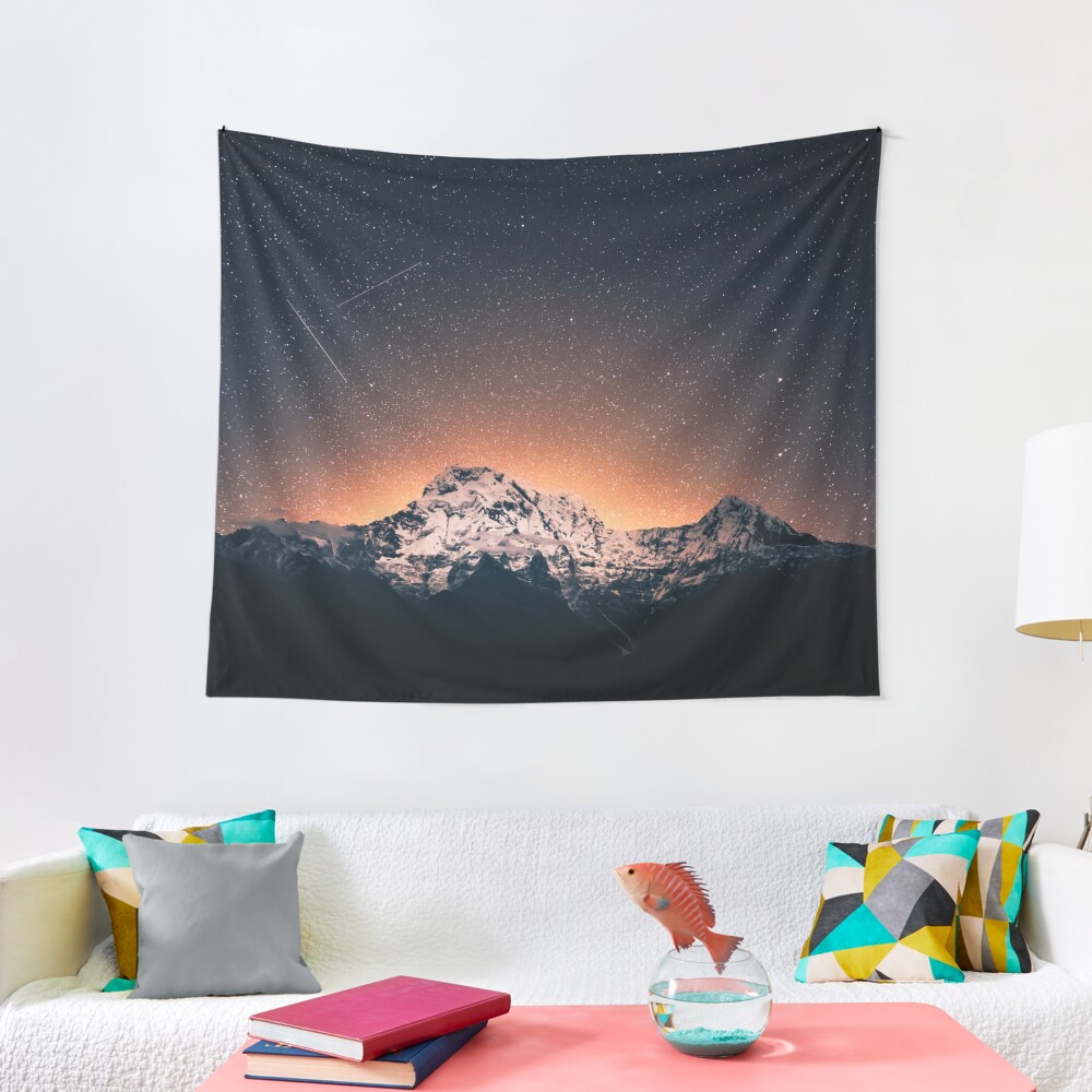 Star Mountain Milky Way Night Tapestry