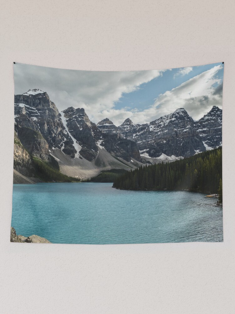 Alternate view of Rocky Mountains Blue Lake National Park Tapestry