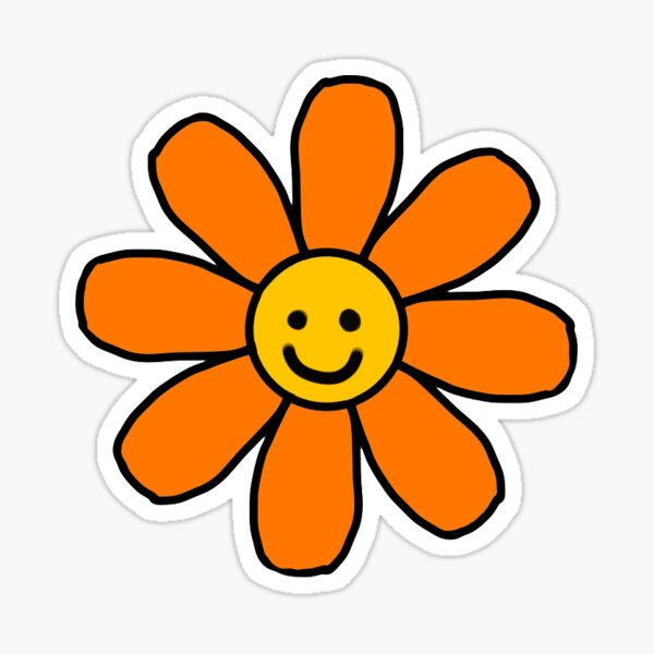 Blue Flower Power Vinyl Sticker, Smiley Flower Sticker, Smiley Face St –  Retrophiliac