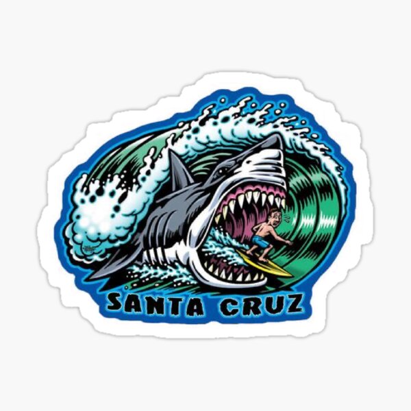 Shark Surfer Santa Cruz Sticker