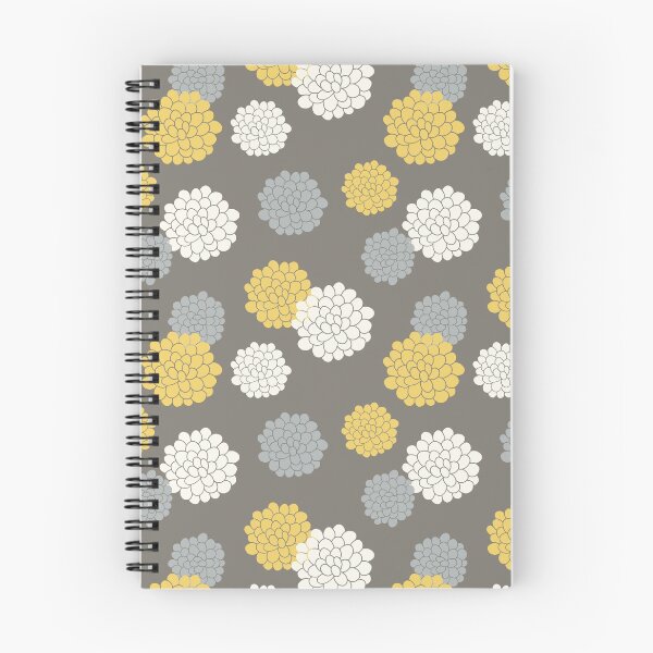 Item preview, yellow grey white florals designed and sold by Unalomedesigns.