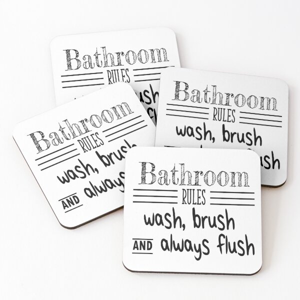 Item preview, Bathroom rules funny mat designed and sold by OddPapayaStudio.