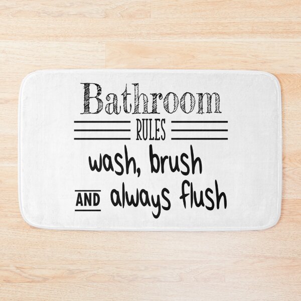 Item preview, Bathroom rules funny mat designed and sold by OddPapayaStudio.