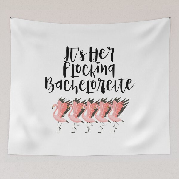 Aperçu de l'œuvre C'est son flocage Bachelorette Pink Flamingo Flock graphique créée et vendue par NoveltyMerch.