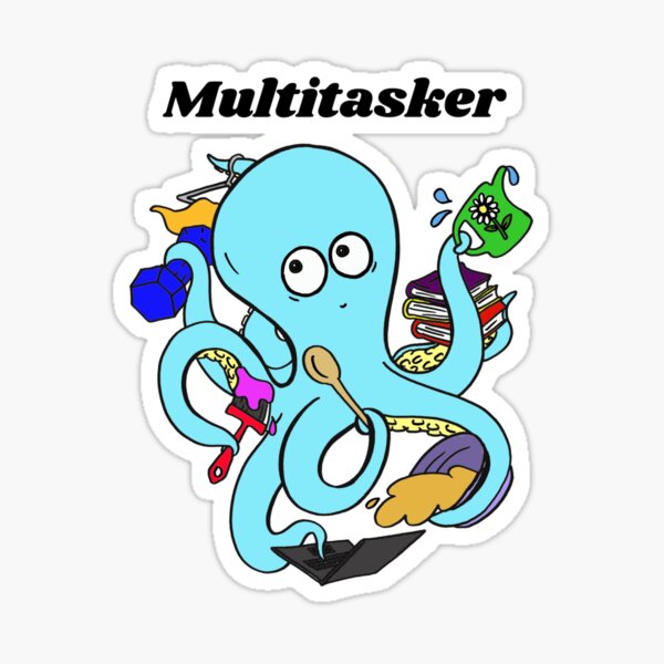 Cute and Funny Octopus Multitasker Design Sticker